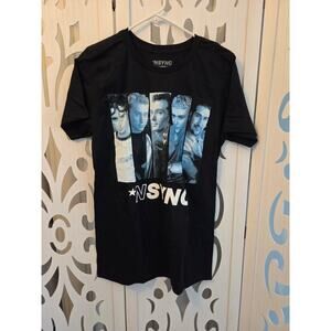 NSYNC Graphic T Shirt Boy Band Faces Black Tee Medium 100% Cotton NWT